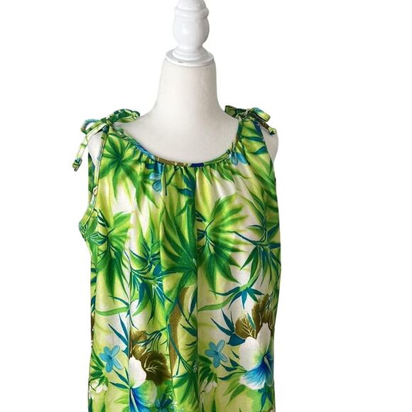 Vintage 1960s Hawaiian Sun Fashions Muumuu dress tie top size large - Picture 2 of 8